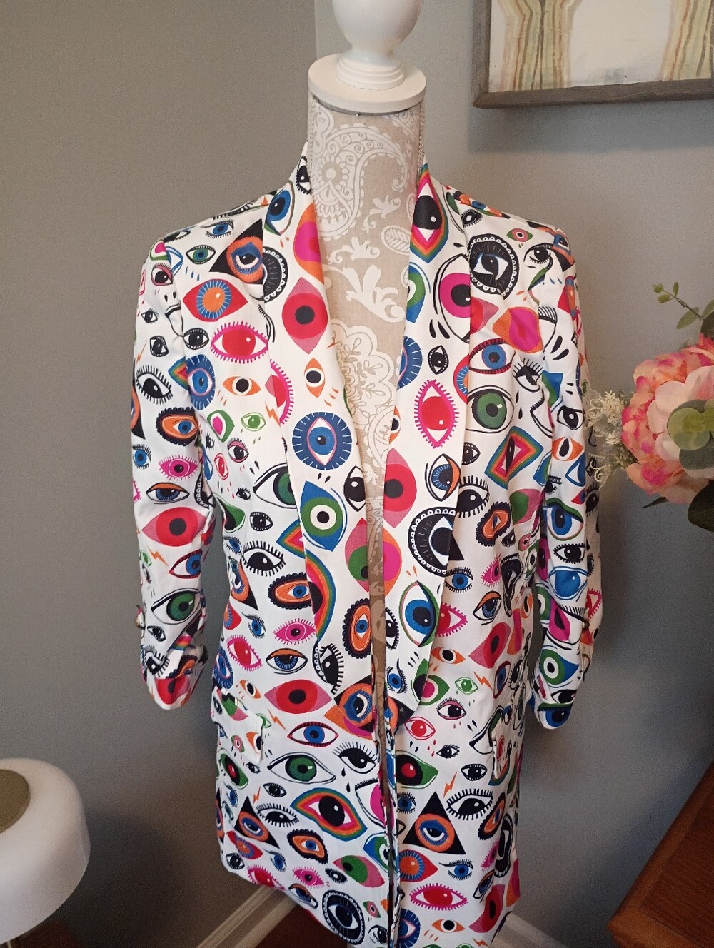 Lizette Collection "Evil Eye" Pop Art Blazer Sz L NWT